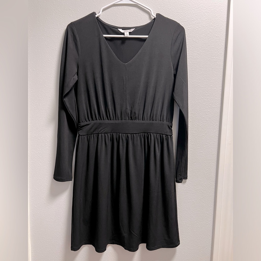 Charming Charlie Long Sleeve Black Jersey Knit Dress Size Small